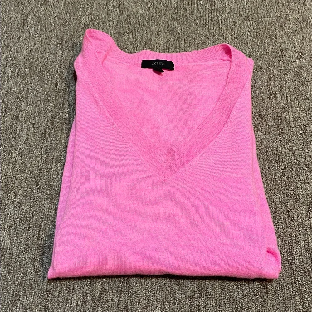 J. Crew Bright Pink V-Neck Sweater